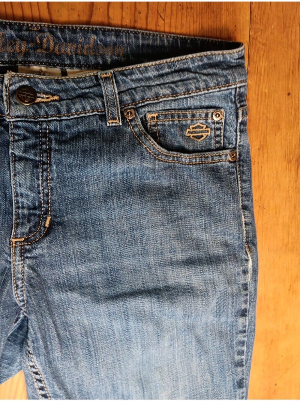 Harley Davidson Jeans Women 8 Regular Bootcut Embroidered Pocket Distressed Read - Picture 8 of 12